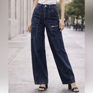 Zara High Rise Wide Leg Jeans Women’s  4 Straight Leg Denim Trendy Minimalist